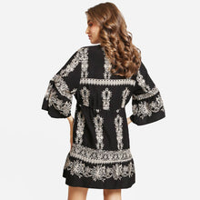 Load image into Gallery viewer, Embroidered Lace Pattern Tassels Deco Mini Dress