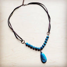 Load image into Gallery viewer, Ocean Agate Collar Necklace w/ Genuine Leather Accent