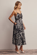 Load image into Gallery viewer, Flora Lace Trim Satin Midi Dress