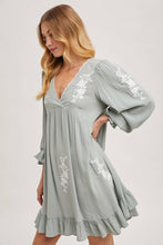Load image into Gallery viewer, FLOUNCY RUFFLED DRESS EMBROIDERED