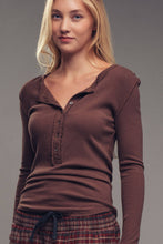 Load image into Gallery viewer, Chocolate Henley Long Sleeve Top