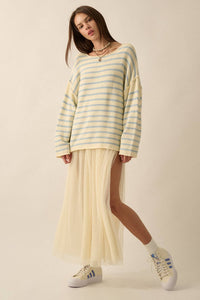 Striped Textured Knit Oversized Sweater