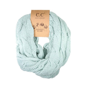 Solid Cable Knit CC Infinity Scarf