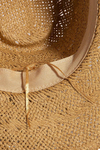 Mixed Beaded And Rope Western Fedora Straw Hat