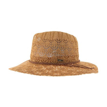 Load image into Gallery viewer, Horseshoe Lace Knit with Braided Suede Trim C.C Panama Hat K