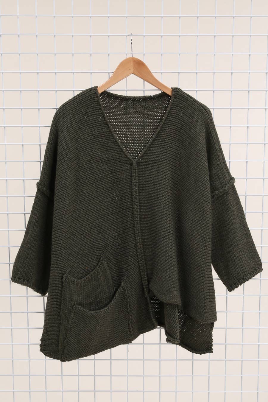 Asymmetric Oversized Sweater with Pocket - made in Italy