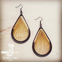 Load image into Gallery viewer, Large Woven Teardrop Earrings in Mustard 206a