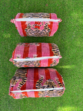 Load image into Gallery viewer, Large Velvet Tiger Zip Toiletry Bag