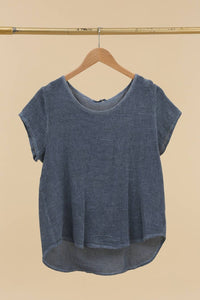 Cotton-linen blend t-shirt, round neck 3389