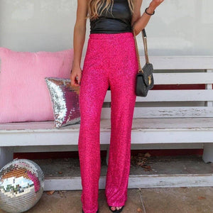 Sequin Long Loose Pants