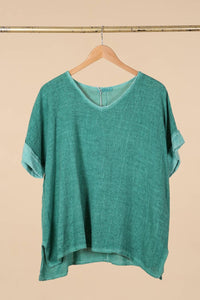 Italian Cotton Linen Rolled Sleeve T-shirt