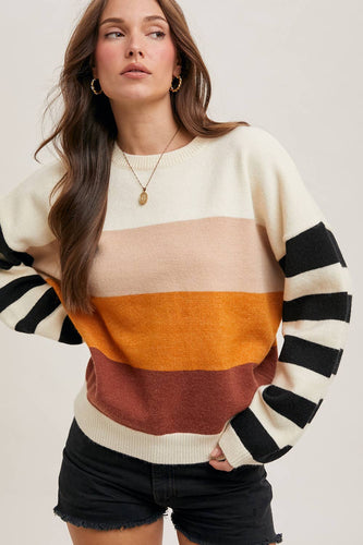COLOR BLOCK SWEATER PULLOVER