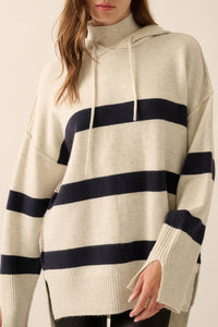 Nordic Striped Knit Hooded Sweater