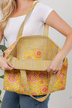 Load image into Gallery viewer, Floral Quilted Cotton Tote Bag