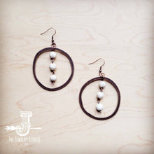 Load image into Gallery viewer, Western Copper Hoop Earrings w/ White Turquoise Beads 224g