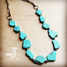 Load image into Gallery viewer, Blue Turquoise Western Slab Necklace with Leather Tie