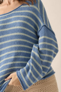 Striped Textured Knit Oversized Sweater