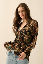 Load image into Gallery viewer, Cora Vintage Button Ruffle-Cuff Top