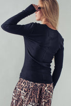 Load image into Gallery viewer, Chocolate Henley Long Sleeve Top