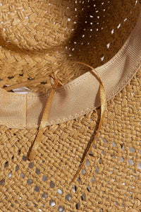 Mixed Beaded Strap Western Fedora Straw Hat