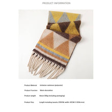 Load image into Gallery viewer, Geo Cozy Long Fringe Winter Scarf