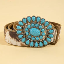 Load image into Gallery viewer, Western Concho Turquoise Stone Buckle Belt