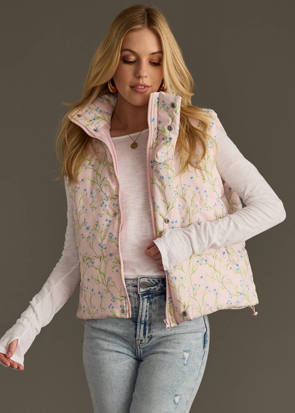 Lady Light Pink Floral Vest