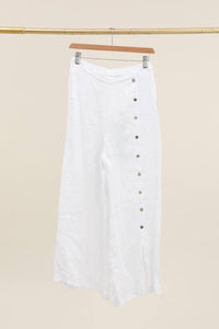 Italian Linen Pants Button Detail