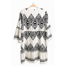 Load image into Gallery viewer, Boho Pattern Print Drawstring Mini Dress