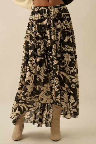 Floral Tiered Maxi Skirt
