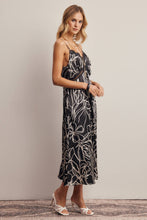 Load image into Gallery viewer, Flora Lace Trim Satin Midi Dress