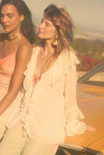 Load image into Gallery viewer, Sheer Chiffon Tie-Front Ruffled Poet Blouse