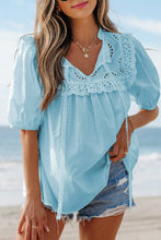 Load image into Gallery viewer, Embroidered Lace Short Sleeve Blouse