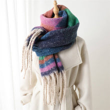 Load image into Gallery viewer, Geo Cozy Long Fringe Winter Scarf