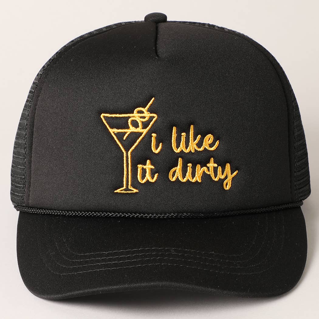Cocktail Texts Embroidery Mesh Back Trucker Hat