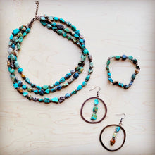 Load image into Gallery viewer, HuBei Turquoise and Copper Bead Hoop Earrings