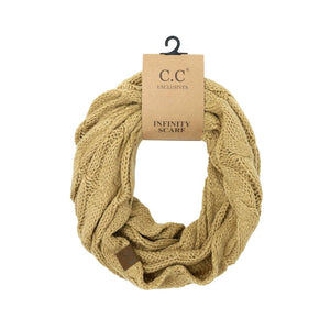 Solid Cable Knit CC Infinity Scarf