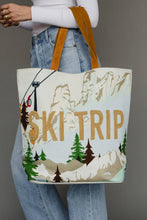 Load image into Gallery viewer, Lt. Blue Ski Trip Scene Tote
