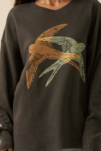 Load image into Gallery viewer, Flying Birds Waffle-Knit Vintage-Wash Sweatshirt