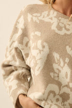 Load image into Gallery viewer, Floral Jacquard-Knit Rolled-Edge Sweater
