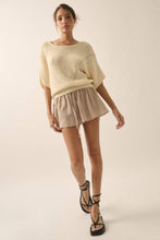Load image into Gallery viewer, Gia Short-Sleeve Pointelle Ribbed Knit Sweater