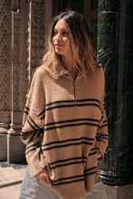 Load image into Gallery viewer, Tandy Striped Knit Quarter-Zip Sweater