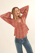 Load image into Gallery viewer, Paisley V Neck Long Sleeve Blouse