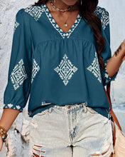 Load image into Gallery viewer, Boho Diamond Print V-Neck Top