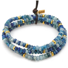 Load image into Gallery viewer, Blue Line Jasper + Gold Bracelet Bundle