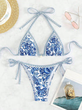 Load image into Gallery viewer, Boho Print Lace-Up Bikini Swimsuit
