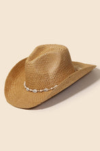 Load image into Gallery viewer, Straw Weave Cowrie Shell Cowboy Hat
