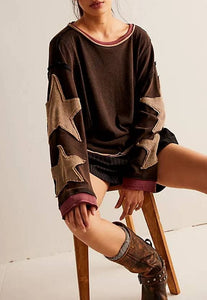 Star Patch Oversized Loose Sweatshirt