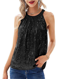 Sequin party camisole halter top