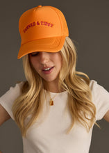 Load image into Gallery viewer, Orange Tanned &amp; Tipsy Trucker Hat